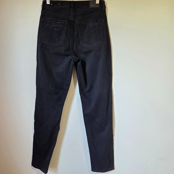 EUC AMERICAN EAGLE OUTFITTERS REAL GOOD DARK WASH DESTROYED MOM JEANS SIZE 2 - Picture 3 of 16